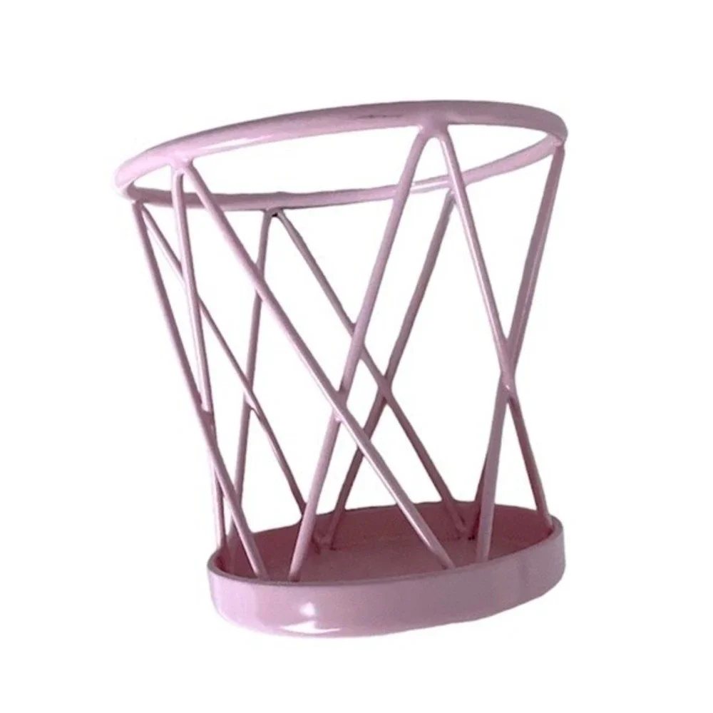 Pink Metal Geometric Makeup Brush Holder Organizer